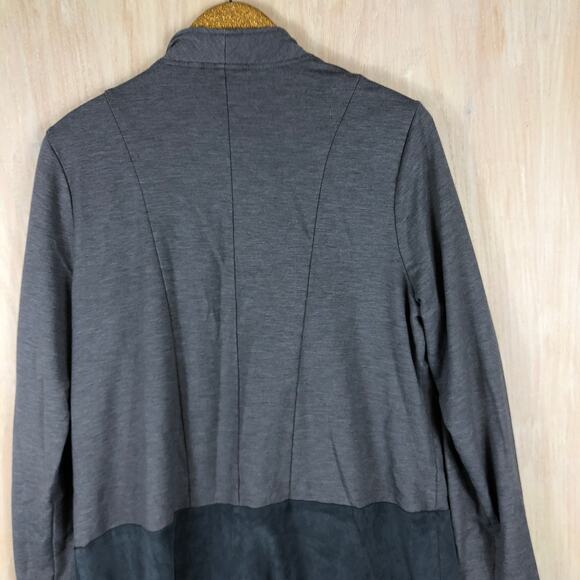 LOGO by Lori Goldstein Lounge Lagenlook Gray Draped Open Front Cozy Cardigan LG - Picture 9 of 13